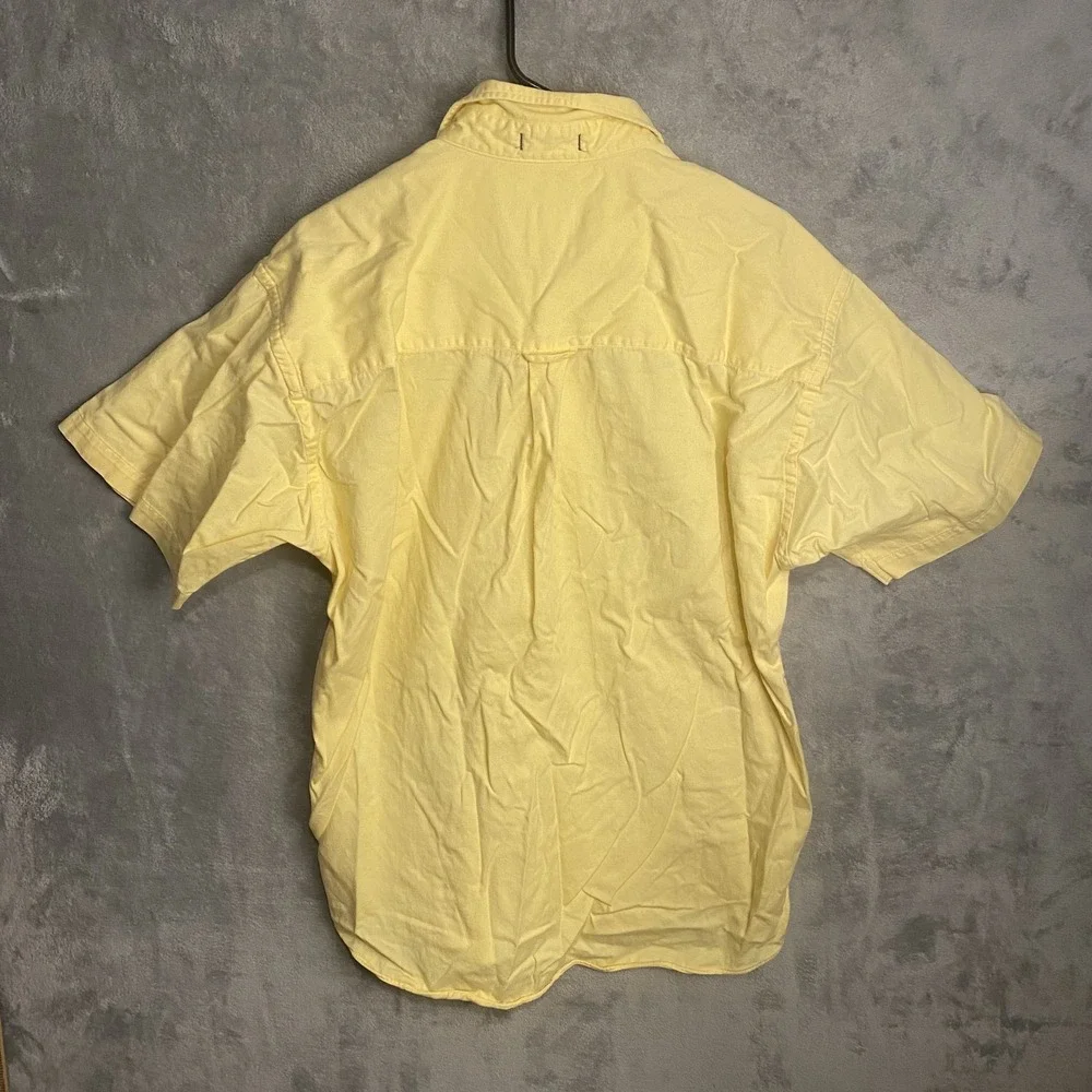 Chaps Ralph Lauren Mens Large Yellow Short Sleeve Button-Up Shirt